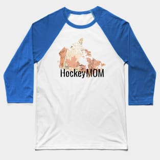 Hockey Mom with Canada flag in Sepia Baseball T-Shirt